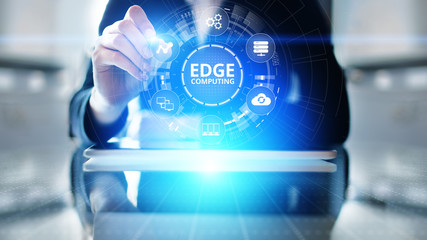 Edge computing modern IT technology on virtual screen concept