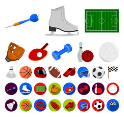 Wall Mural - Different kinds of sports cartoon,flat icons in set collection for design. Sport equipment vector symbol stock web illustration.