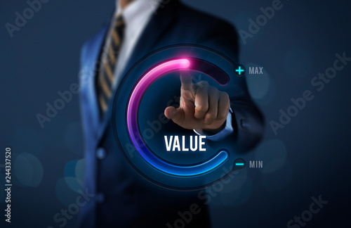 Cuadros en Lienzo Growth value, increase value, value added or business growth concept