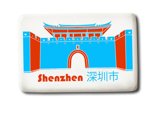 Wall Mural - Shenzhen (China) souvenir refrigerator magnet isolated on white background