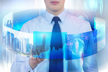 Poster - Man in white shirt, telecommunication interface