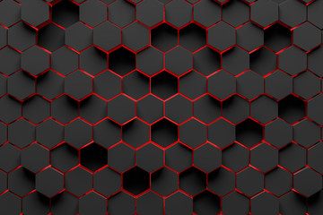 Black and red hexagon pattern background