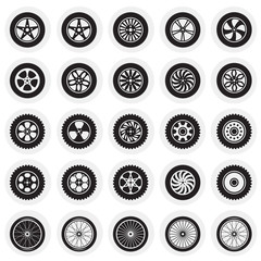 Poster - Wheel icons set on circles background for graphic and web design, Modern simple vector sign. Internet concept. Trendy symbol for website design web button or mobile app