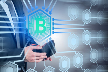 Poster - Man with empty wallet, bitcoin