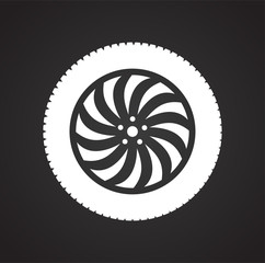 Poster - Wheel icon on black background for graphic and web design, Modern simple vector sign. Internet concept. Trendy symbol for website design web button or mobile app