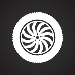 Poster - Wheel icon on black background for graphic and web design, Modern simple vector sign. Internet concept. Trendy symbol for website design web button or mobile app