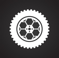 Poster - Wheel icon on black background for graphic and web design, Modern simple vector sign. Internet concept. Trendy symbol for website design web button or mobile app