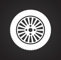 Poster - Wheel icon on black background for graphic and web design, Modern simple vector sign. Internet concept. Trendy symbol for website design web button or mobile app