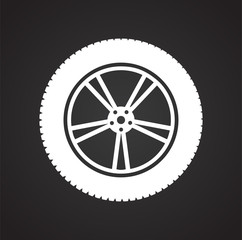 Poster - Wheel icon on black background for graphic and web design, Modern simple vector sign. Internet concept. Trendy symbol for website design web button or mobile app