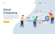 © alexdndz - Modern flat web page design template of Cloud Technology decorated people character for website and mobile website development. Flat landing page template. Vector illustration.