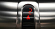© donfiore - detail of red led with number two of elevator that go up from second to third floor, business and technology