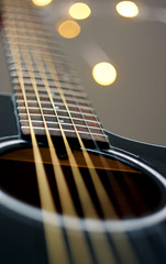 Wall Mural - strings on a black guitar fluctuate and make a sound