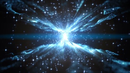 Wall Mural - 4k abstract motion background animation shining particles magic dust light projection beams rays wav