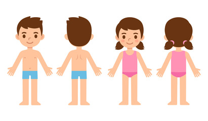cartoon children front and back