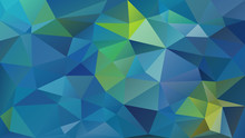 Vector Abstract Irregular Polygon Background - Triangle Low Poly Pattern - Middle Blue And Lime Green Color
