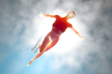 3D rendered illustration of a soul leaving the body upon death.
