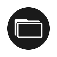 Wall Mural - Folder icon flat black round button vector illustration