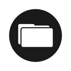 Wall Mural - Folder icon flat black round button vector illustration