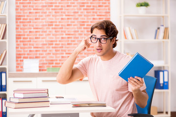 Canvas Print - Young student preparing for college exams