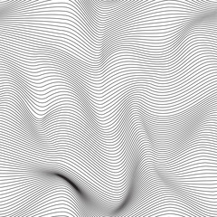 Poster - Abstract background with volumetric blue waves. Dynamic surface movement.