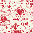 © sivvector - Happy Valenyines day background or wallpaper. Vector. Design for banner, print with heart and key, bird, amur, arrow. Vector. Valentines day seamless pattern for february 14 celebration