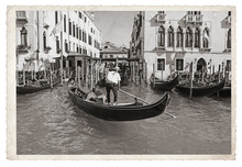 Old Vintage Monochrome Photo In Venice Italy