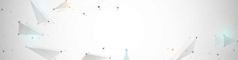 Geometric abstract background with connected dots and lines. Molecular structure and communication. Digital technology background and network connection.