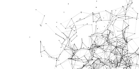 Poster - Plexus effect. White background.Connecting dots and lines.Abstract background polygonal