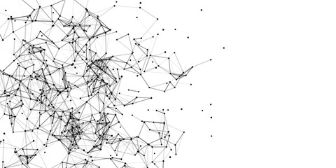 Poster - Plexus effect. White background.Connecting dots and lines.Abstract background polygonal