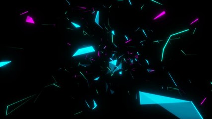 Poster - The rotation of the neon background.Blue electrons moving through it. Loopable. Futuristic background. Network connections.