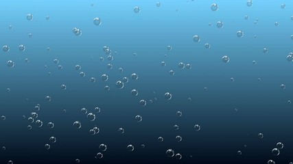 Poster - Champagne bubbles are slowly crawling on the glass on a blue background.