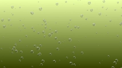 Poster - Beautiful Beer Bubbles Rising Up. 3d Animation of Sparkling Water on Yellow Background. HD 1080.