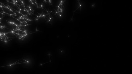 Poster - Network interconnection in the corner.Abstract space background, geometry surfaces, lines and points. Abstract tunnel grid. Can be used as digital dynamic wallpaper, technology background.Seamless