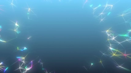 Poster - Glowing crystal window.Flying in a fantasy abstract science, technology and engineering motion background. Organic motion. Plexus stylish video composition. Depth of field settings. 3D rendering