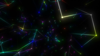 Poster - Colored stars.Abstract digital technology background made of particles.Seamless loop.