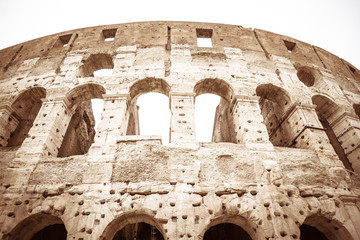 Rome, Lazio, Italy, December 2018: The Colosseum or Coliseum, also known as the Flavian Amphitheatre, is an oval amphitheatre, Ancient Rome