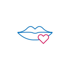 Poster - kiss, love, lips, valentine icon. Element of romance for mobile concept and web apps illustration. Thin color line icon for website design and development, app development