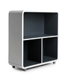 © New Africa - Stylish shelving unit with empty compartments on white background. Furniture for wardrobe room