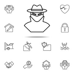 Poster - thief line icon. Insurance icons universal set for web and mobile