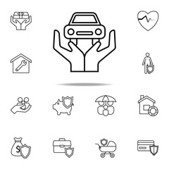 Aufkleber - protect the car line icon. Insurance icons universal set for web and mobile