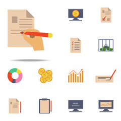 Aufkleber - hand signs a contract colored icon. Banking icons universal set for web and mobile