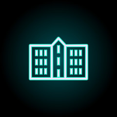 Poster - school icon. Elements of Buildings in neon style icons. Simple icon for websites, web design, mobile app, info graphics