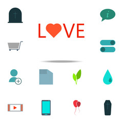 Aufkleber - word love with heart icon. color web icons universal set for web and mobile