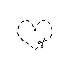 Poster - cutting heart of broken line, scissor icon. Element of Valentine's Day icon for mobile concept and web apps. Detailed cutting heart of broken line, scissor icon