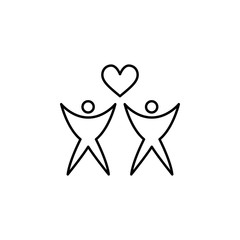 Poster - two human with heart  icon. Element of Valentine's Day icon for mobile concept and web apps. Detailed two human with heart  icon can be used for web and mobile