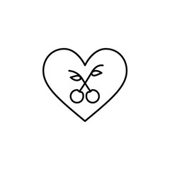 Poster - cherry heart  icon. Element of Valentine's Day icon for mobile concept and web apps. Detailed cherry heart  icon can be used for web and mobile