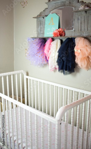Baby Girl Crib With Nursery Decorations Buy This Stock Photo And