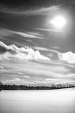 Fototapeta  - winter landscape with river and clouds