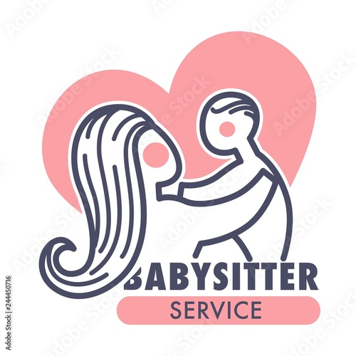Fotomural Babysitter service isolated icon mother and baby