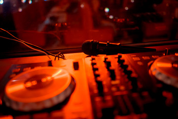 DJ console at the nightclub. Nightlife